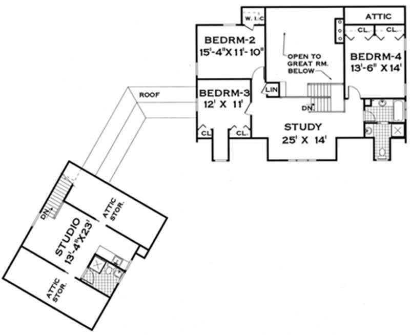 Floor Plan Second Story of Country Plan #105-1116