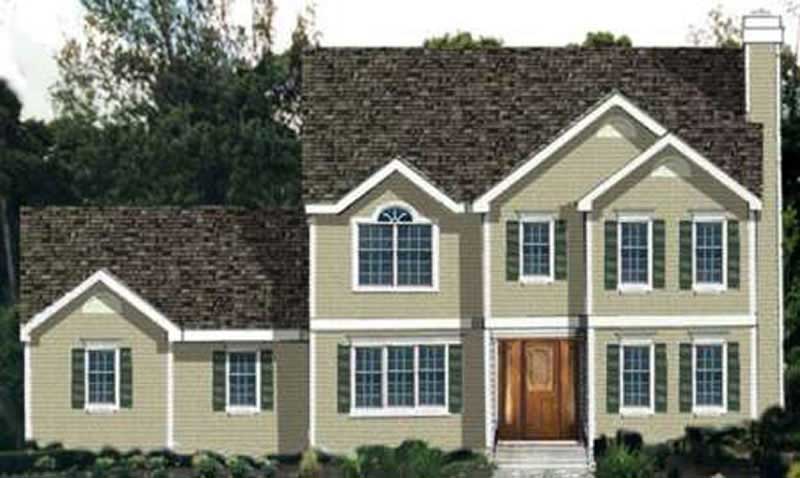 Front elevation of Colonial home (ThePlanCollection: House Plan #105-1118)