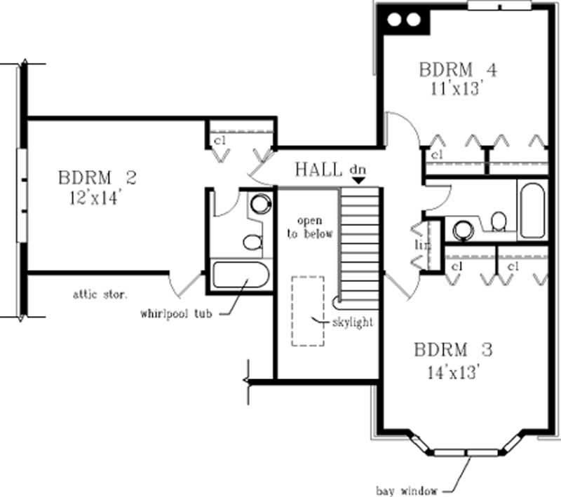 Floor Plan Second Story of Traditional Plan #105-1120