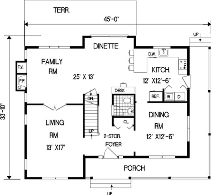Floor Plan First Story of Country Plan #105-1123
