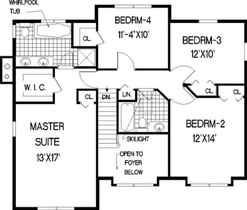 Floor Plan Second Story of Country Plan #105-1123