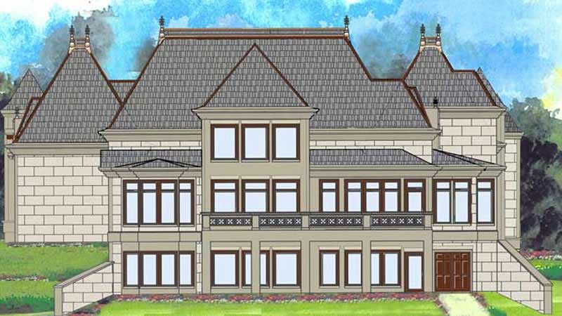Home Plan Rear Elevation of this 4-Bedroom,4458 Sq Ft Plan -106-1000