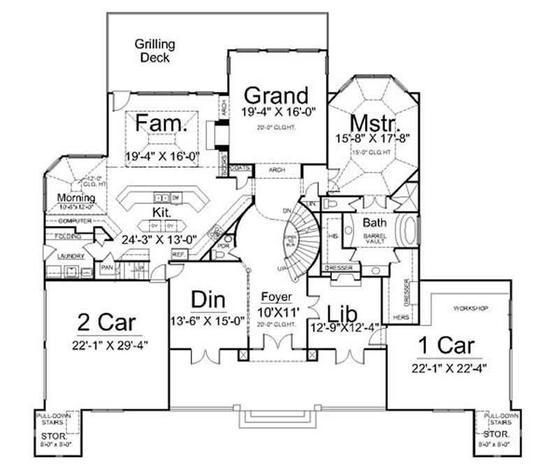 Floor Plan First Story of European Plan #106-1000