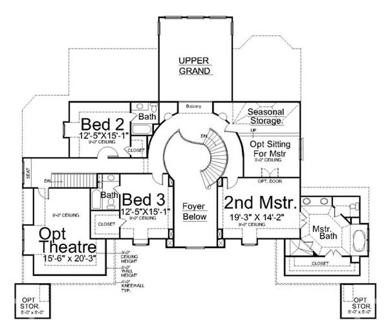 Floor Plan Second Story of European Plan #106-1000