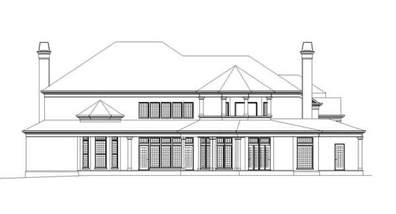 Home Plan Rear Elevation of this 4-Bedroom,5356 Sq Ft Plan -106-1001