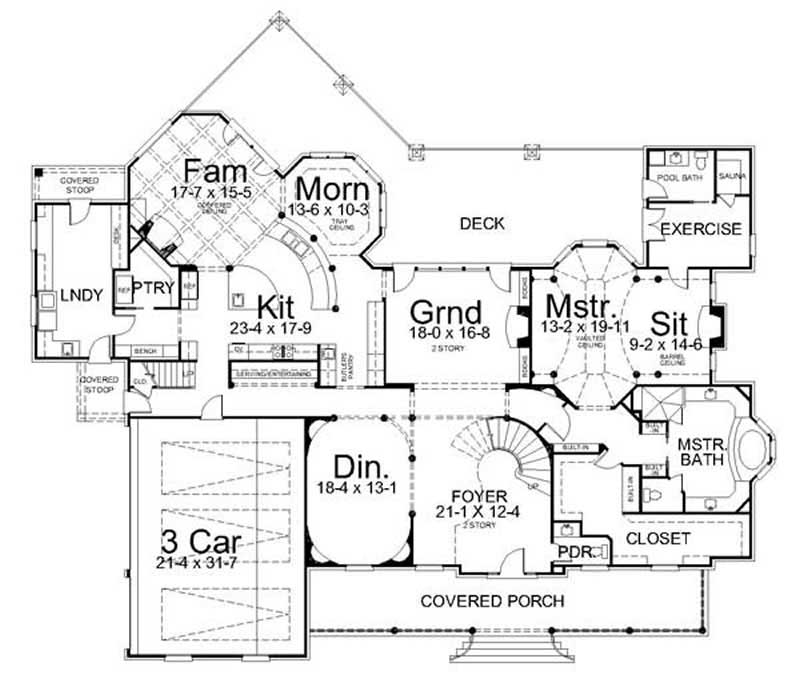 Floor Plan First Story of European Plan #106-1001