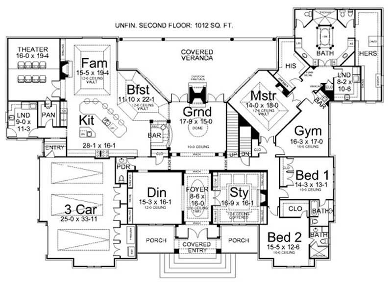 Floor Plan First Story of European Plan #106-1002