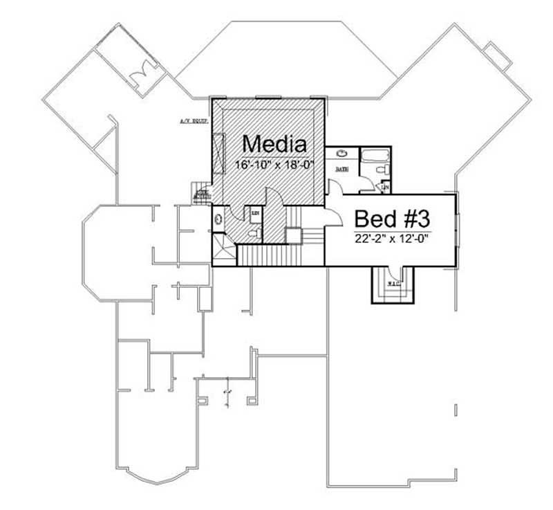 Floor Plan Second Story of European Plan #106-1003