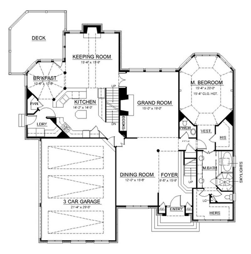 Floor Plan First Story of European Plan #106-1008
