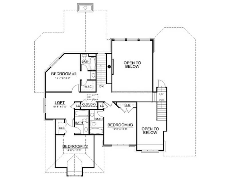 Floor Plan Second Story of European Plan #106-1008