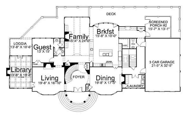 Floor Plan First Story of Luxury Plan #106-1009
