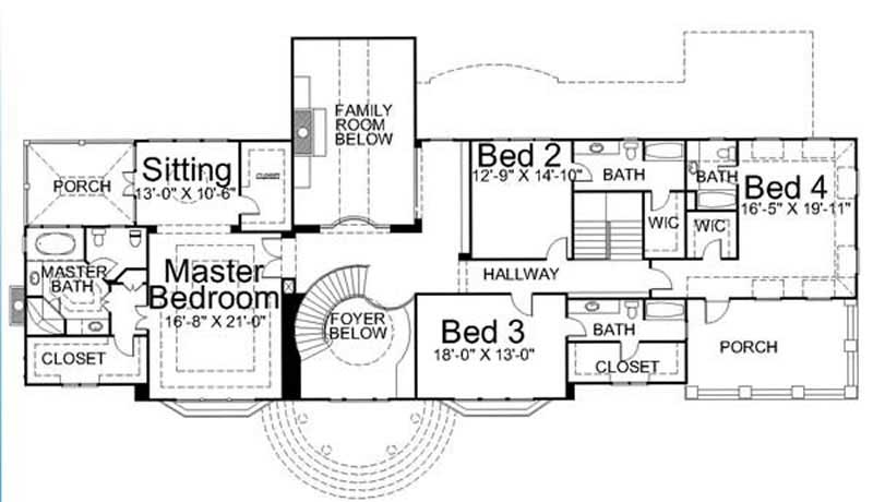Floor Plan Second Story of Luxury Plan #106-1009