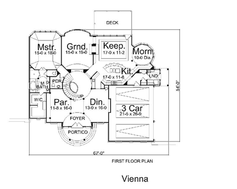 Floor Plan First Story of European Plan #106-1010