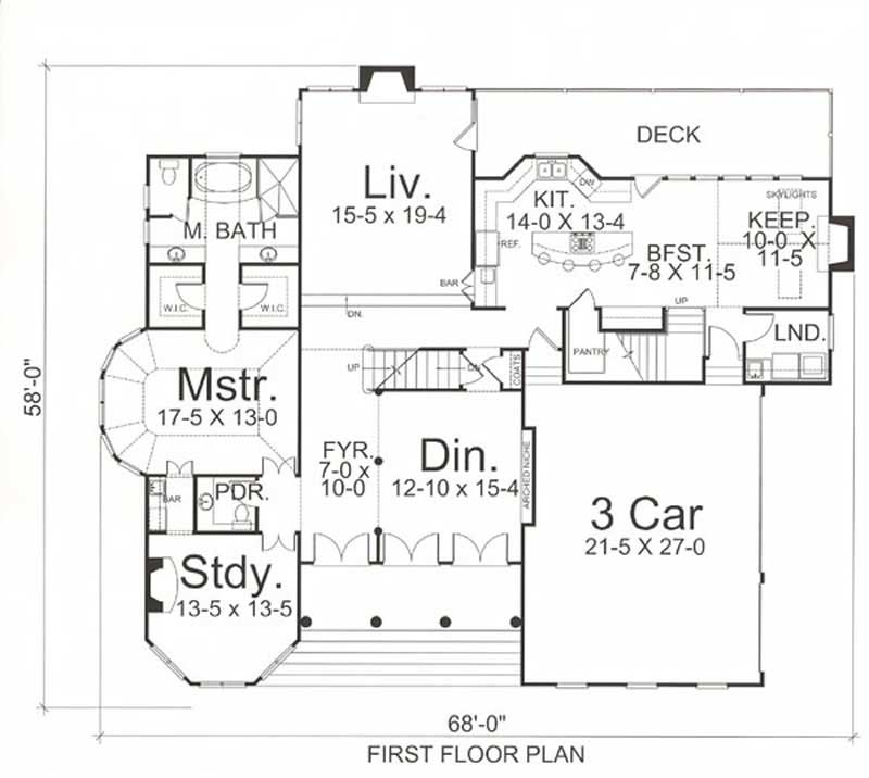 Floor Plan First Story of European Plan #106-1011