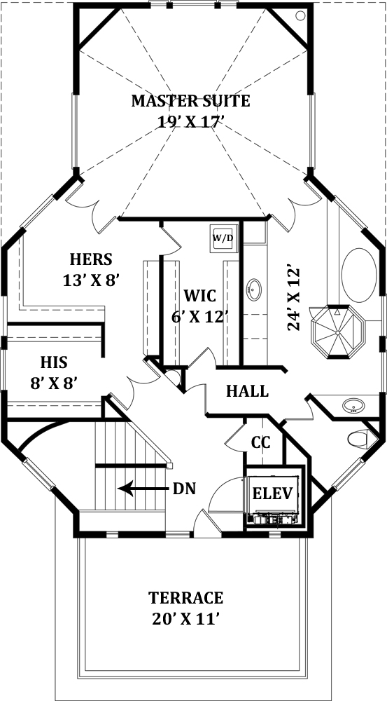 Floor Plan Third Story of European Plan #106-1014