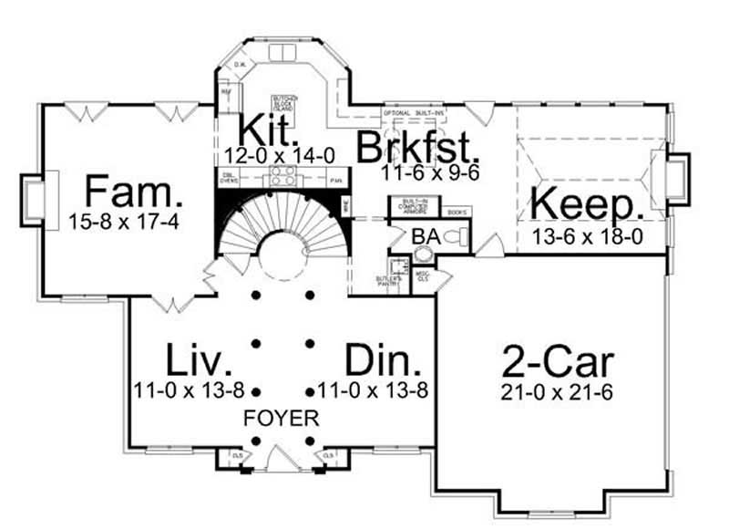 Floor Plan First Story of European Plan #106-1016