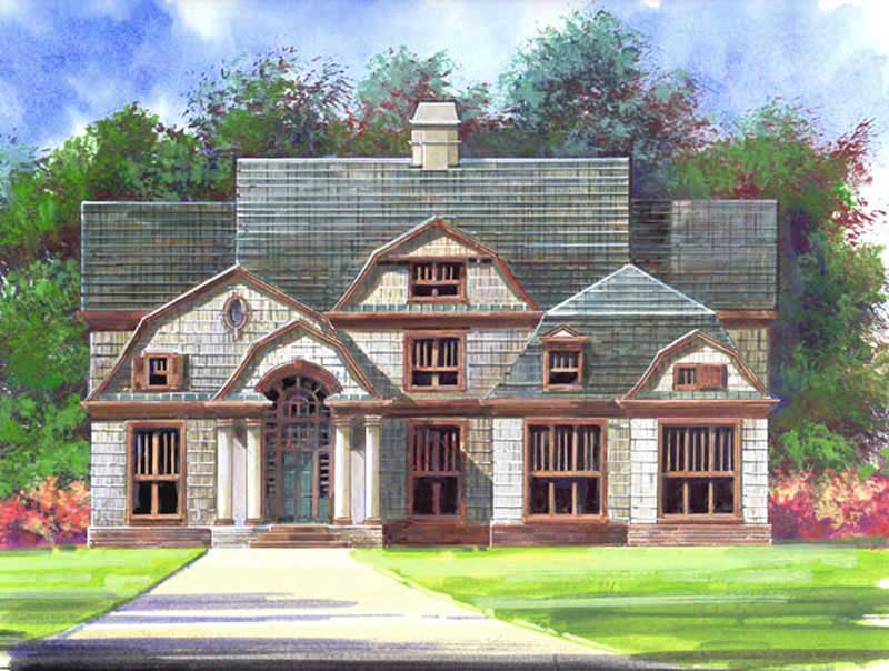 Front elevation of Arts and Crafts home (ThePlanCollection: House Plan #106-1017)