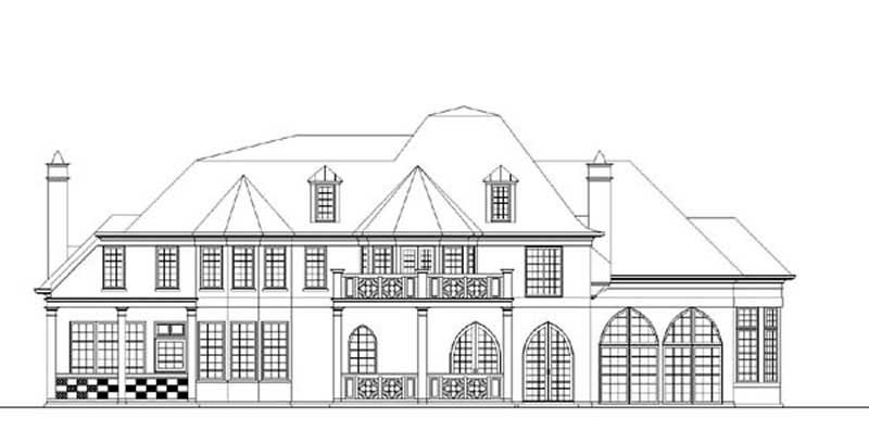 Home Plan Rear Elevation of this 4-Bedroom,4138 Sq Ft Plan -106-1019