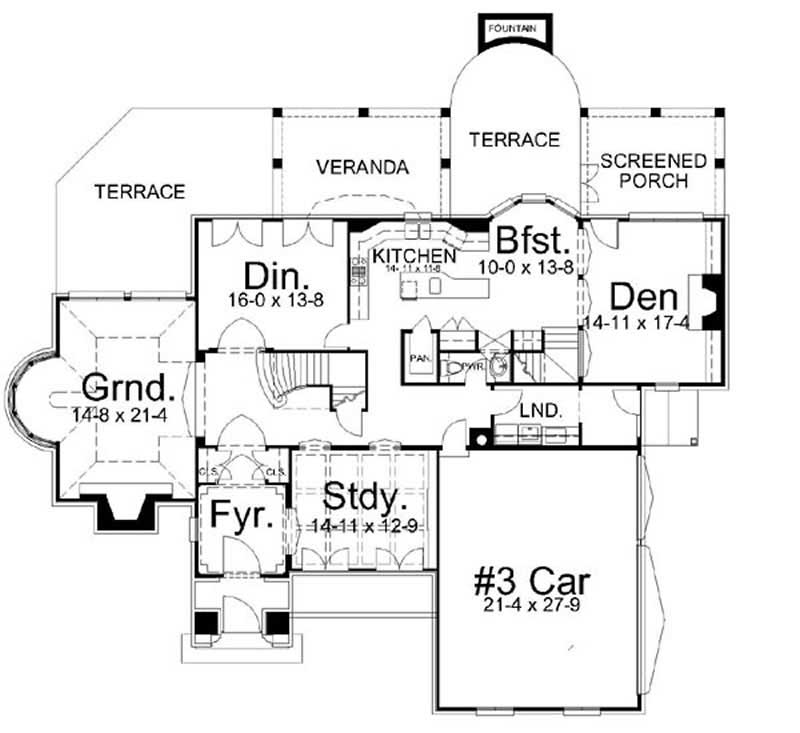 Floor Plan First Story of European Plan #106-1019