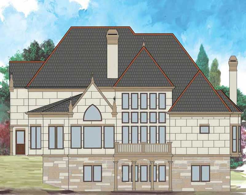 Home Plan Rear Elevation of this 4-Bedroom,3143 Sq Ft Plan -106-1020