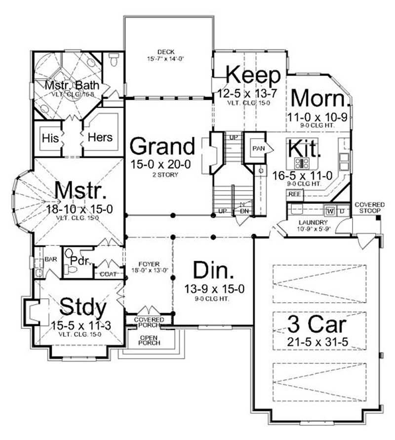 Floor Plan First Story of European Plan #106-1020