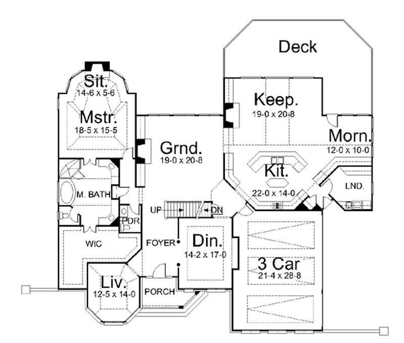 Floor Plan First Story of European Plan #106-1022