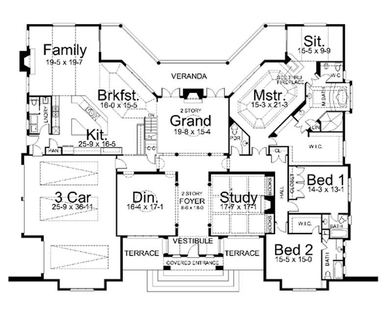 Floor Plan First Story of Contemporary Plan #106-1023