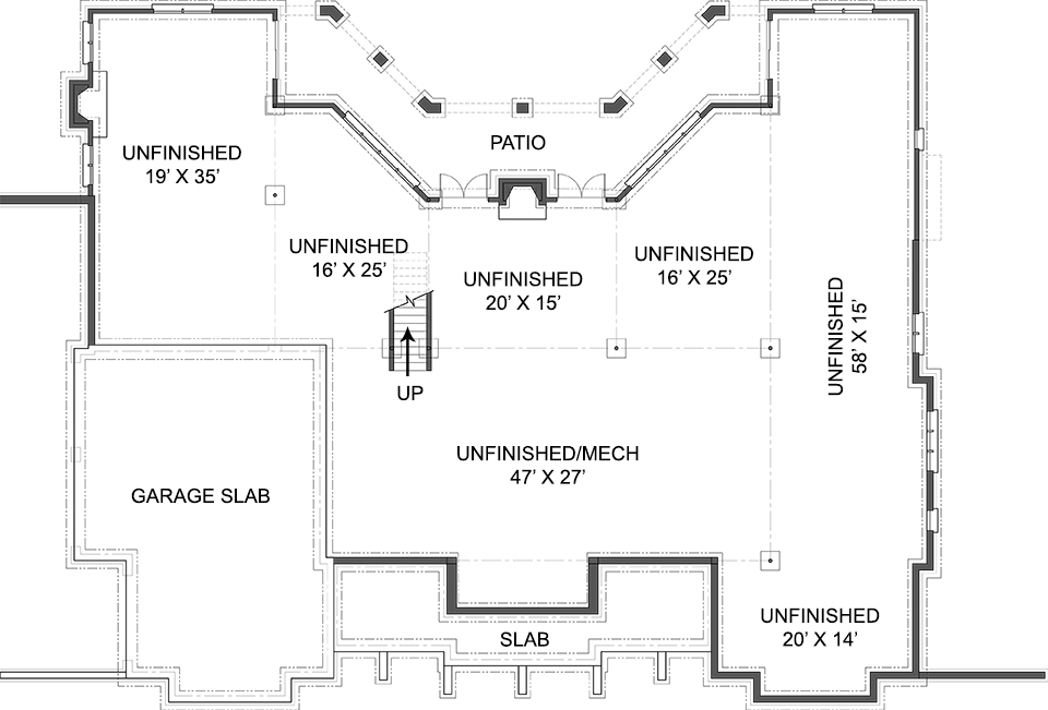 Floor Plan Basement of Contemporary Plan #106-1023