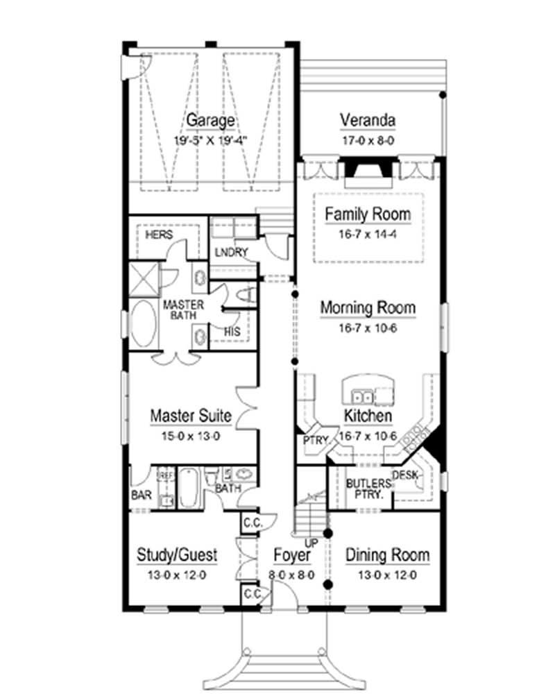 Floor Plan First Story of European Plan #106-1024