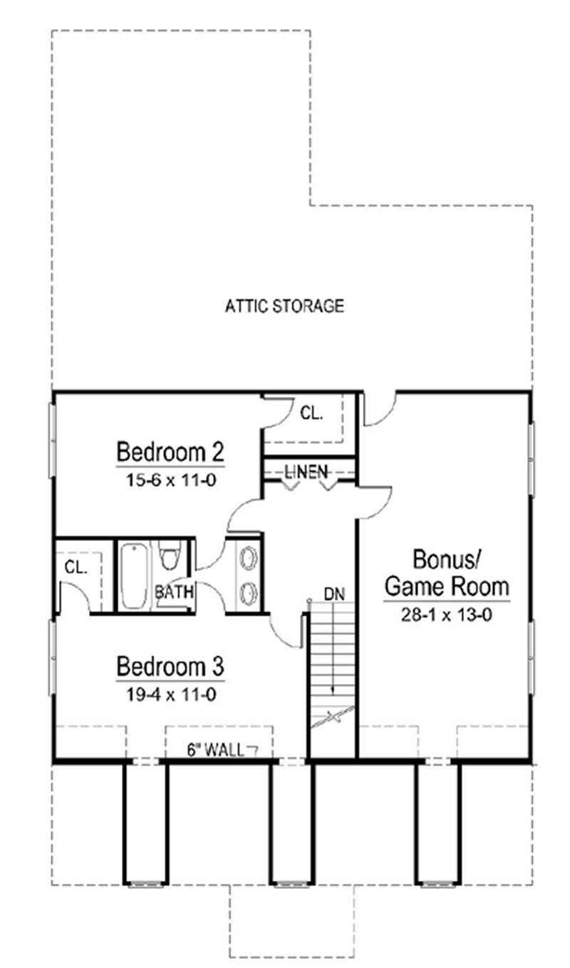 Floor Plan Second Story of European Plan #106-1024