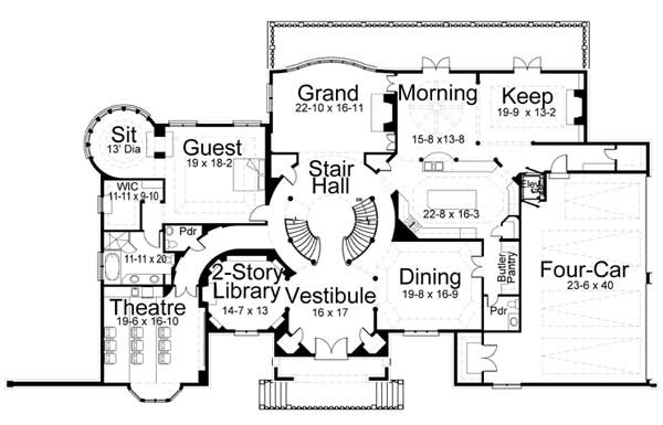 Floor Plan First Story of European Plan #106-1031