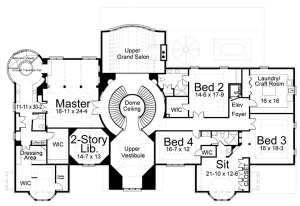 Floor Plan Second Story of European Plan #106-1031