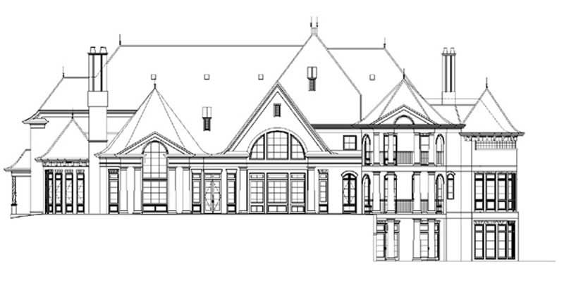 Home Plan Rear Elevation of this 5-Bedroom,8280 Sq Ft Plan -106-1032
