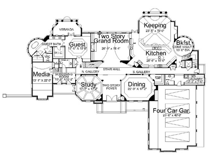 Floor Plan First Story of European Plan #106-1032