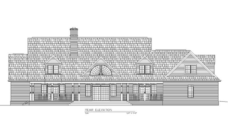 Home Plan Rear Elevation of this 4-Bedroom,3867 Sq Ft Plan -106-1039