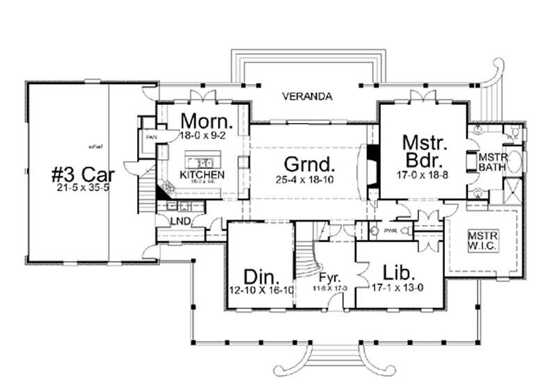 Floor Plan First Story of European Plan #106-1039