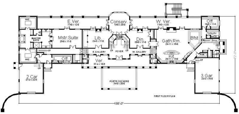 Floor Plan First Story of European Plan #106-1041