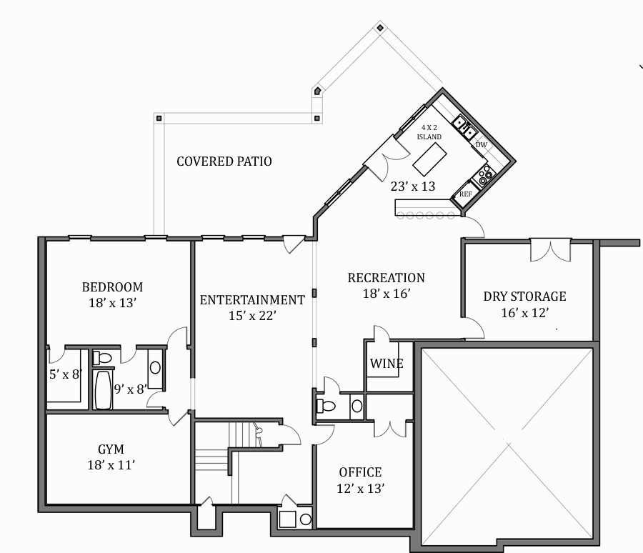 Floor Plan Basement of Luxury Plan #106-1043