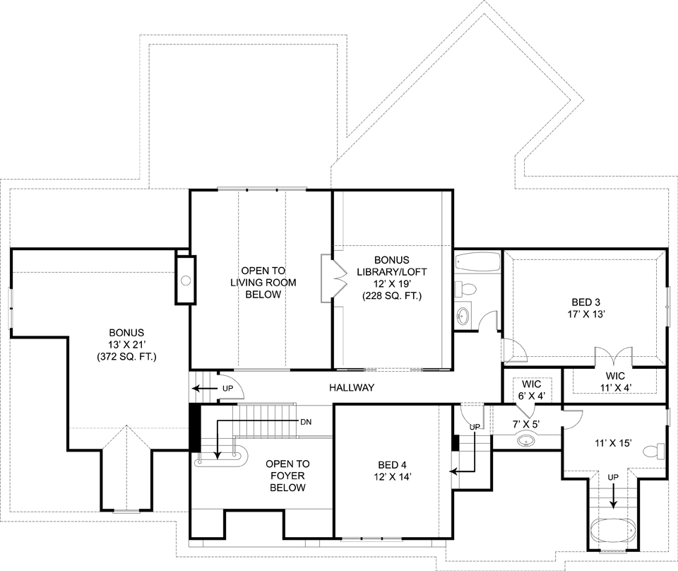 Floor Plan Second Story of Luxury Plan #106-1043