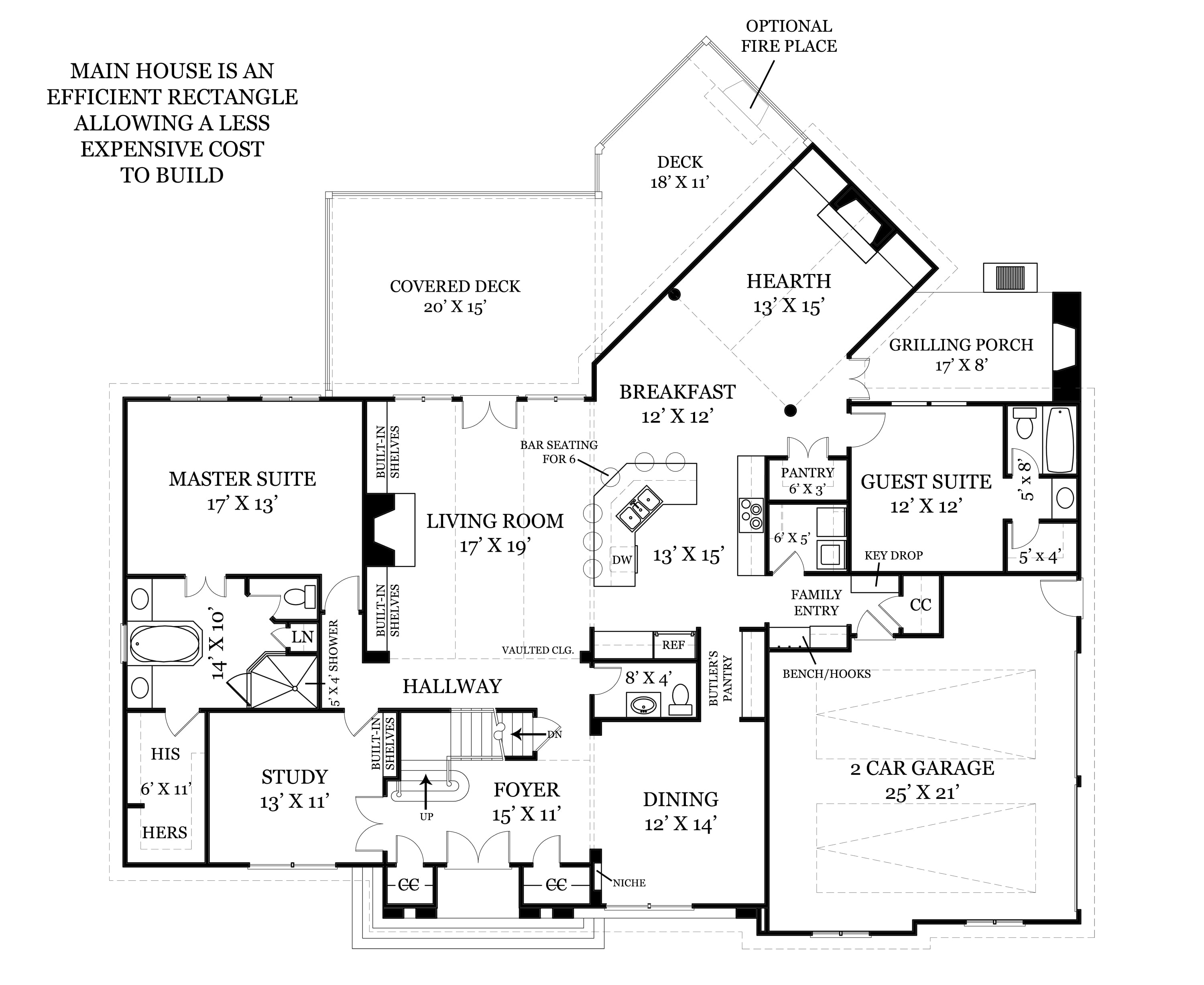 Floor Plan First Story of Luxury Plan #106-1043