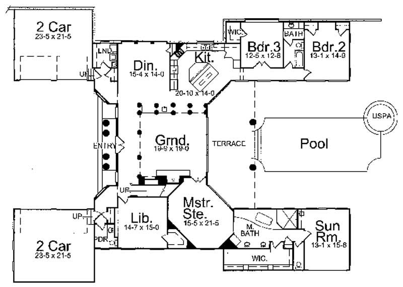 Floor Plan First Story of European Plan #106-1047