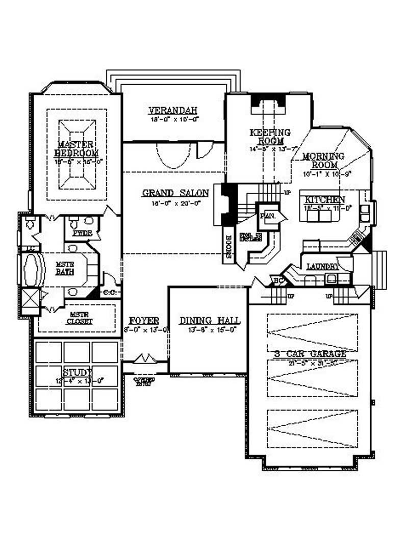 Floor Plan First Story of European Plan #106-1048