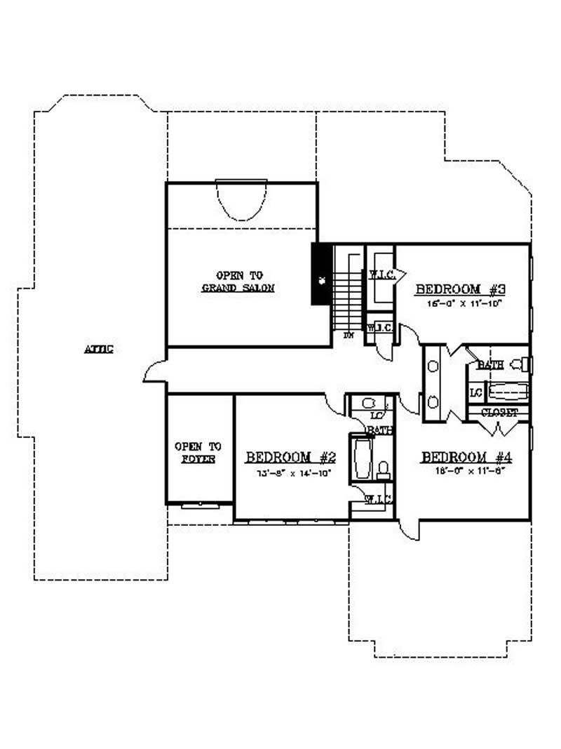 Floor Plan Second Story of European Plan #106-1048