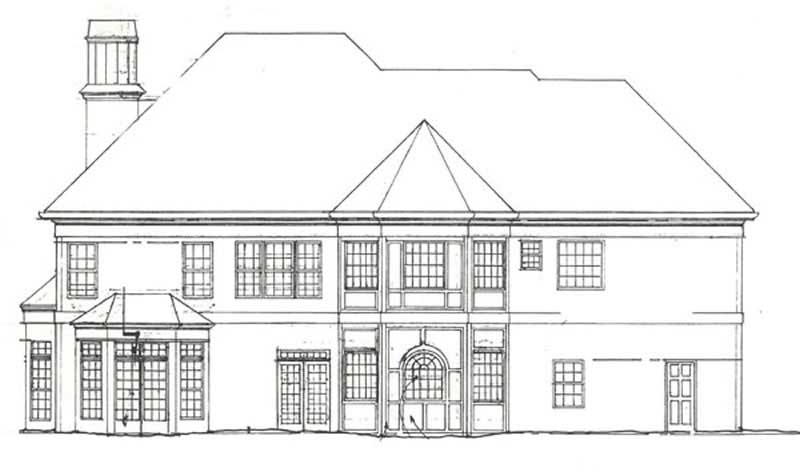 Home Plan Rear Elevation of this 4-Bedroom,3581 Sq Ft Plan -106-1050