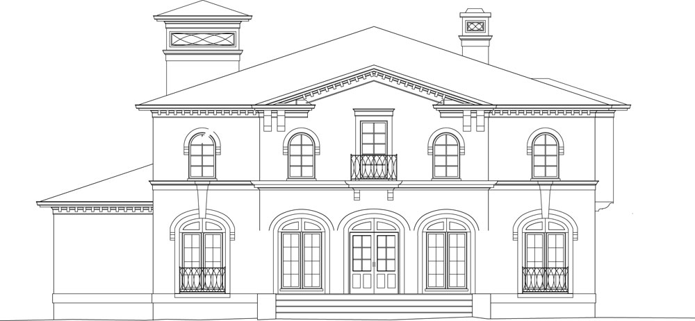 Home Plan Front Elevation of this 4-Bedroom,3405 Sq Ft Plan -106-1051