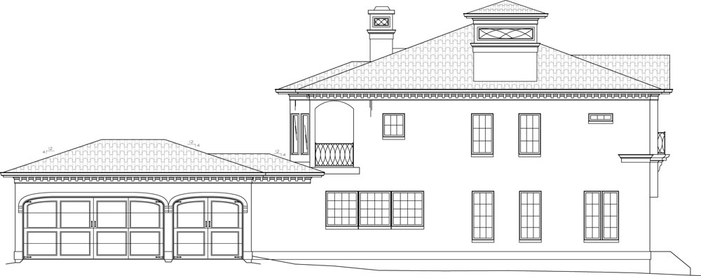 Home Plan Left Elevation of this 4-Bedroom,3405 Sq Ft Plan -106-1051