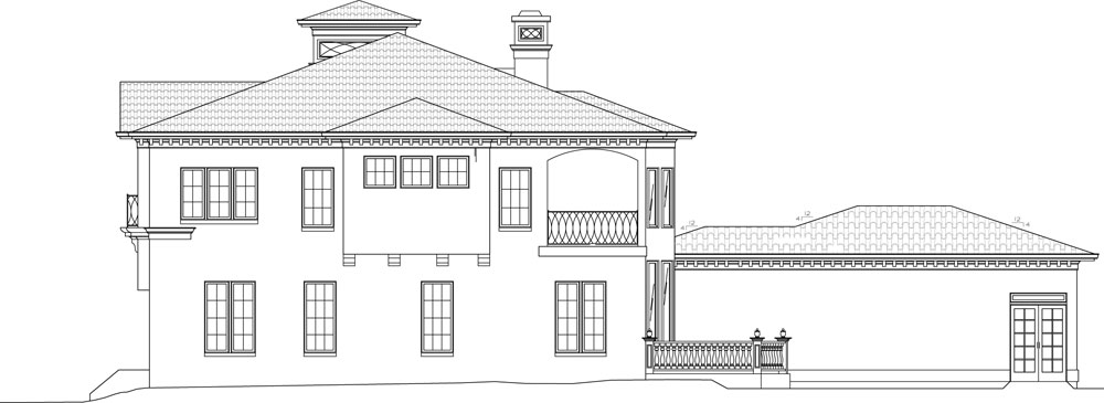 Home Plan Right Elevation of this 4-Bedroom,3405 Sq Ft Plan -106-1051