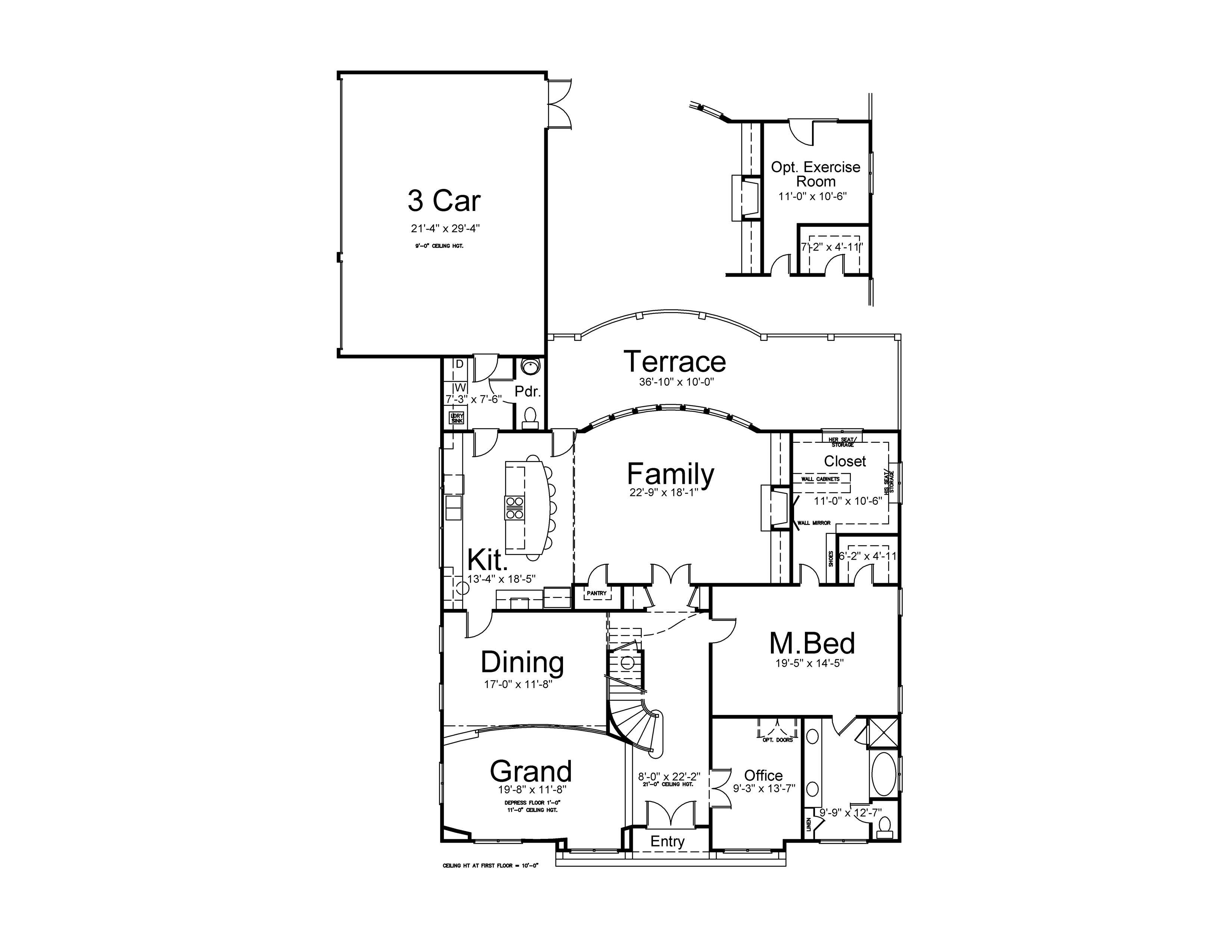 Floor Plan First Story of Luxury Plan #106-1051