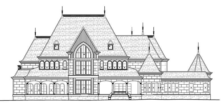 Home Plan Rear Elevation of this 6-Bedroom,13616 Sq Ft Plan -106-1052