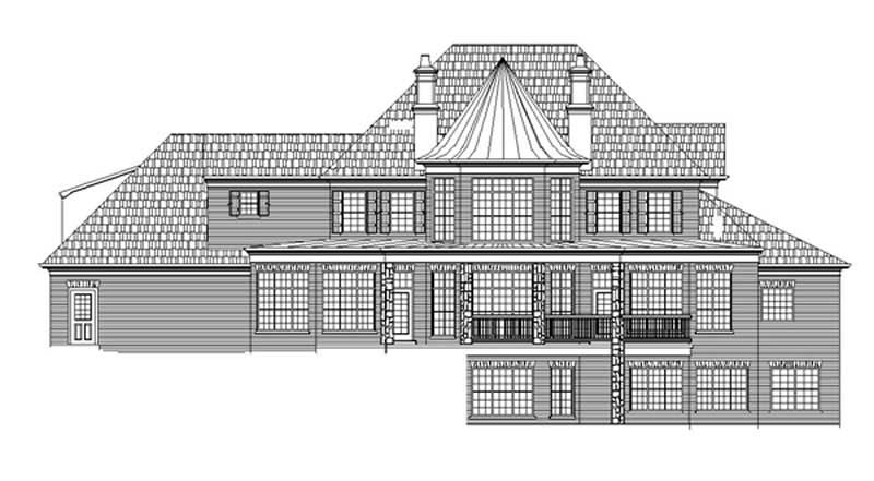 Home Plan Rear Elevation of this 4-Bedroom,4811 Sq Ft Plan -106-1053
